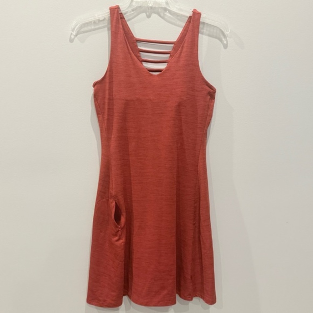 Toad & Co Burnt Orange Tennis Dress Zipper Pocket Built in Bra Sz Small AP